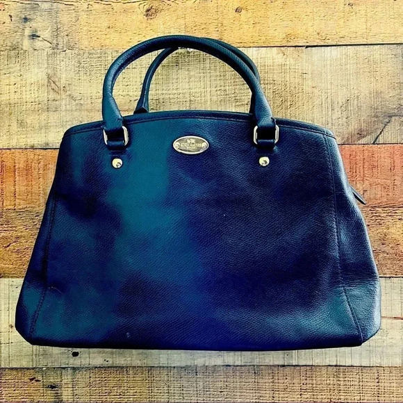 Coach Crossgrain Leather Margot Navy Blue Carryall Bag - Picture 1 of 9